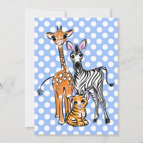 Cute giraffe zebra tiger safari friends  invitation