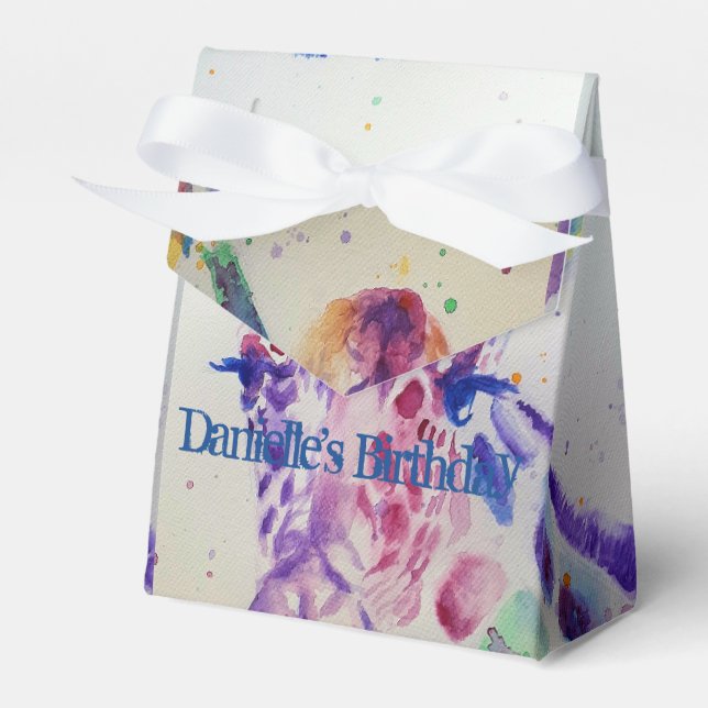 Cute Giraffe Zoo Animal Birthday Cake Favor Box (Front Side)