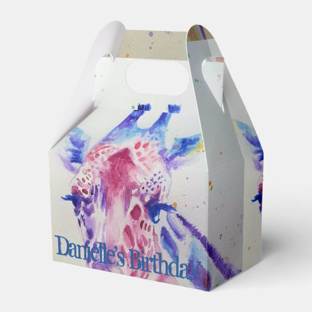 Cute Giraffe Zoo Animal Birthday Cake Favor Box (Front Side)