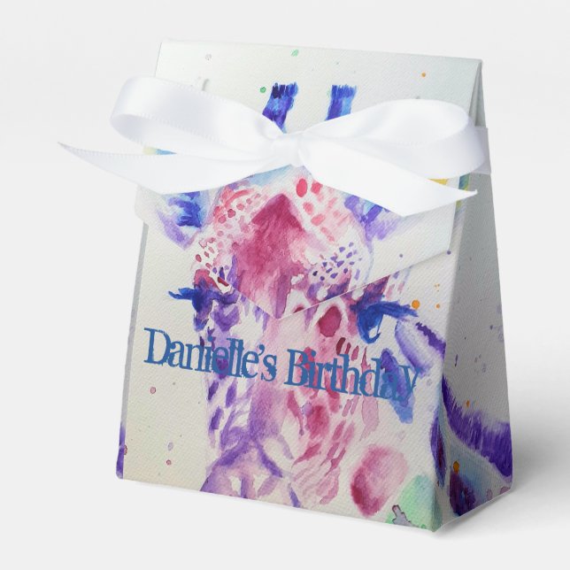 Cute Giraffe Zoo Animal Birthday Cake Favor Box (Front Side)