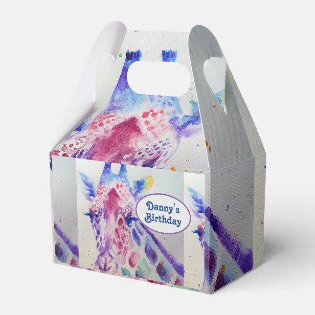 Cute Giraffe Zoo Animal Birthday Cake Favour Box (Front Side)