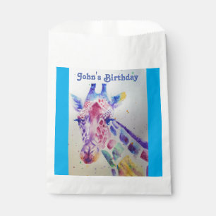 Cute Giraffe Zoo Animal Party Name Favor Bags