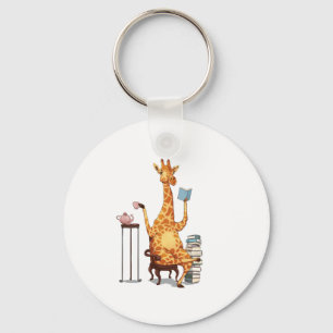 Cute Giraffes, Books and Tea Gift Keychain
