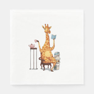 Cute Giraffes, Books and Tea Gift   Napkins