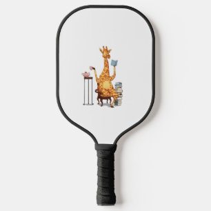 Cute Giraffes, Books and Tea Gift   Pickleball Paddle