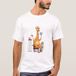 Cute Giraffes, Books and Tea Gift T-Shirt