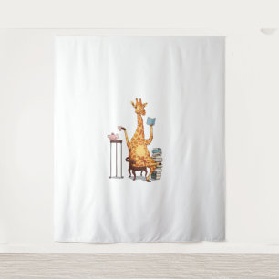 Cute Giraffes, Books and Tea Gift   Tapestry