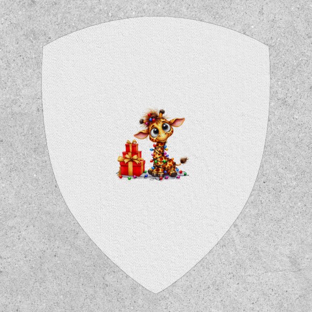 Cute Giraffes Christmas Lights Xmas Giraffe   Patch (Front)