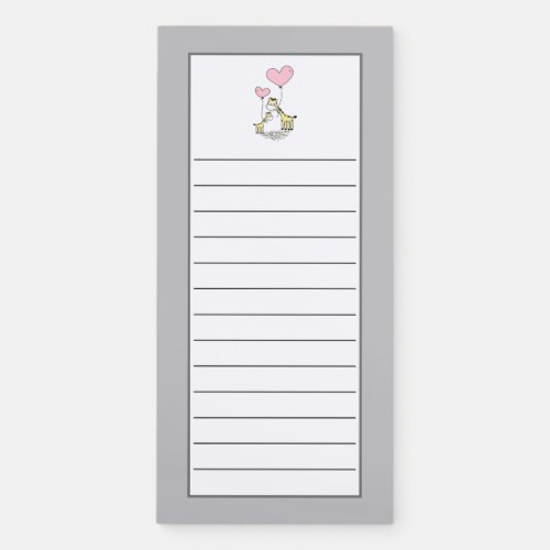 Cute Giraffes Holding Heart_Shaped Balloons Lined Magnetic Notepad