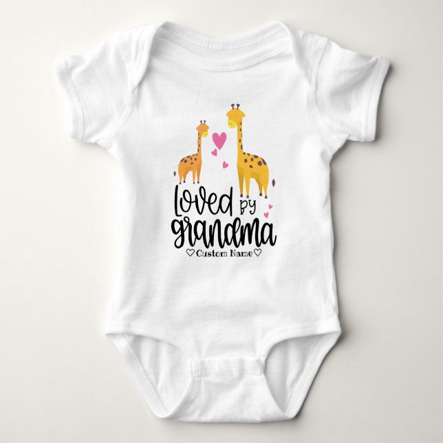 Cute Giraffes - Loved by Grandma Baby Bodysuit (Front)