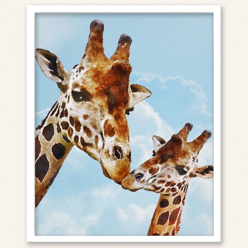 Cute Giraffes Nursery Poster