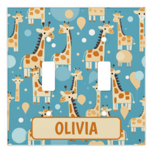 Cute Giraffes Pattern Personalized Light Switch Cover