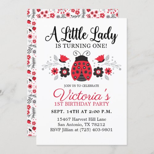 Cute Girl 1st Birthday Party Invitation