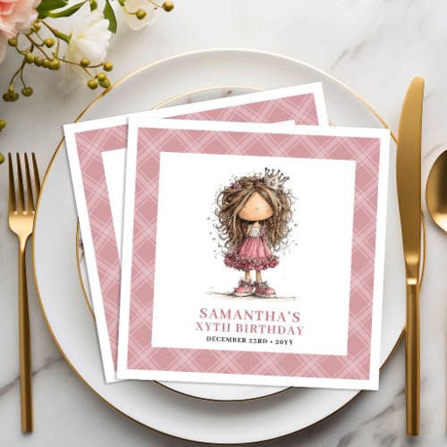 Cute Girl 2nd Birthday Party Whimsical Funny Pink Paper Dinner Napkins