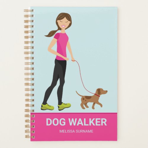 Cute Girl And A Brown Dog _ Dog Walker Planner