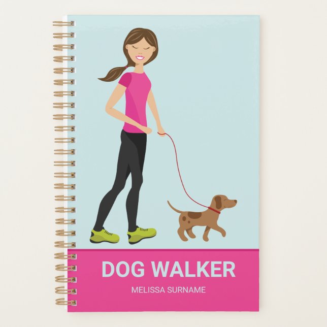 Cute Girl And A Brown Dog - Dog Walker Planner (Front)