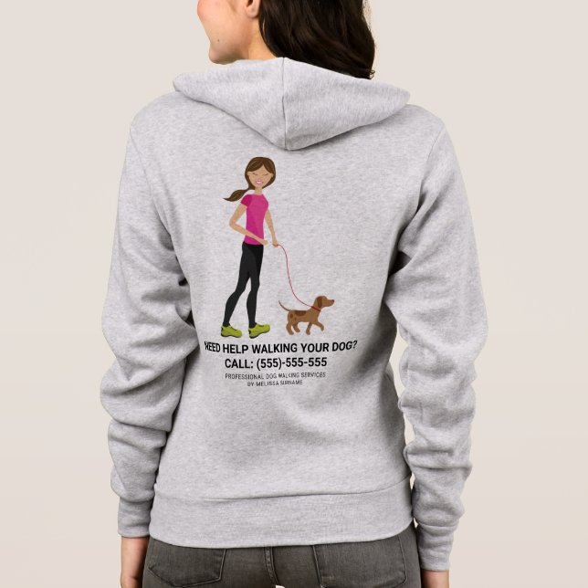 Cute Girl And A Brown Dog - Dog Walking Services Hoodie (Back)