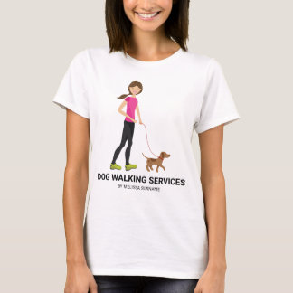 Cute Girl And A Brown Dog - Dog Walking Services T-Shirt