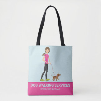 Cute Girl And A Brown Dog - Dog Walking Services Tote Bag