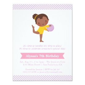 Cute Girl and Ball Gymnastics Kids Birthday Party Card