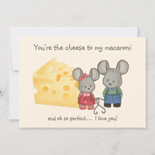 Cute Girl and Boy Mouse  You are the Cheese to my Holiday Card