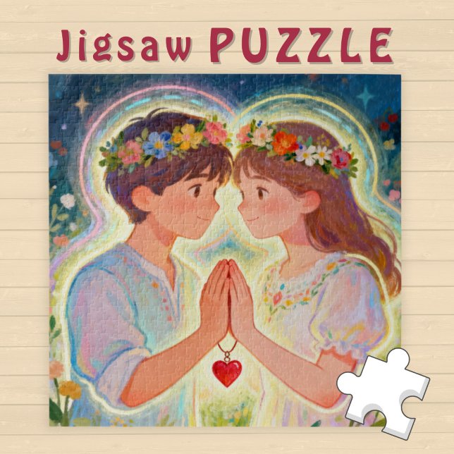 Cute Girl and Boy Twin Soul Couple Love -  Jigsaw Puzzle (Creator Uploaded)