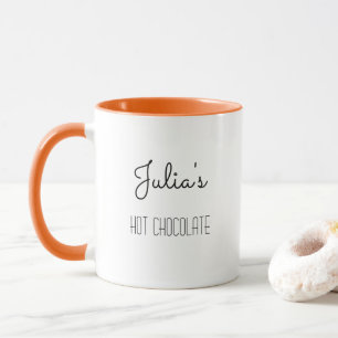 Cute Girl and Cat Personalized Hot Chocolate Name Mug