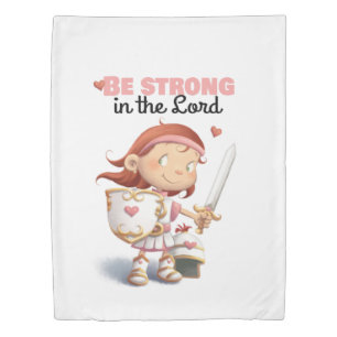 Cute girl Armor of God Bible verse duvet cover