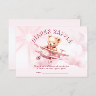 Cute Girl Baby Bear Pilot Pink Airplane Beautiful Enclosure Card
