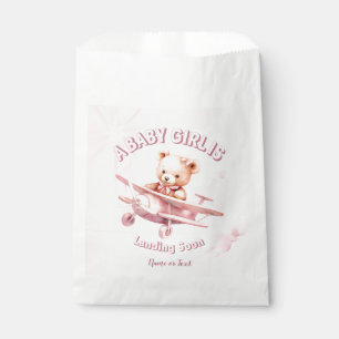 Cute Girl Baby Bear Pilot Pink Airplane Beautiful Favor Bag