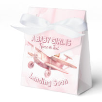 Cute Girl Baby Bear Pilot Pink Airplane Beautiful Favor Boxes