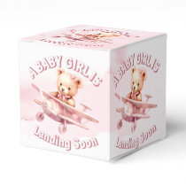 Cute Girl Baby Bear Pilot Pink Airplane Beautiful Favor Boxes