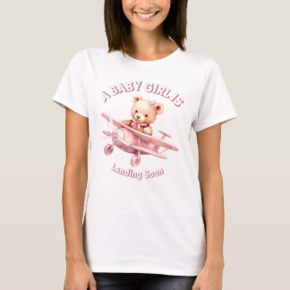 Cute Girl Baby Bear Pilot Pink Airplane Beautiful T-Shirt