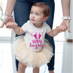 Cute Girl Baby Bunny Easter Baby Bodysuit