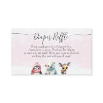 Cute Girl Baby Shower Diaper Raffle Request Enclosure Card
