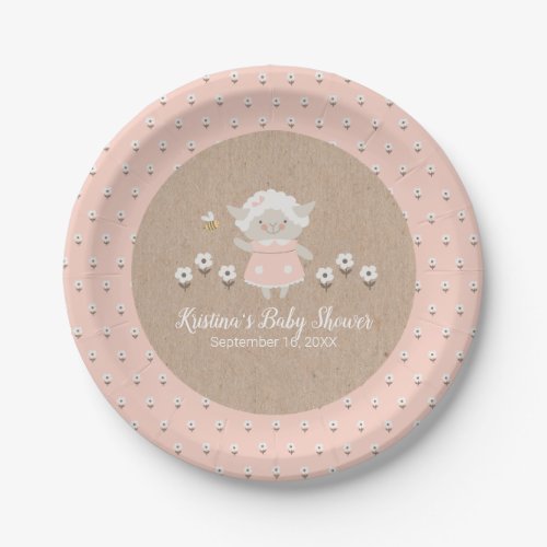 Cute Girl Baby Shower Paper Plates