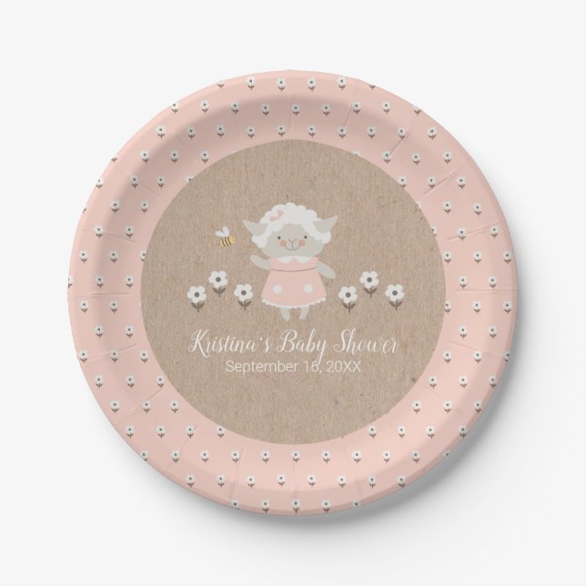 Cute Girl Baby Shower Paper Plates (Front)