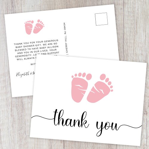 Cute Girl Baby Shower Thank You Postcard