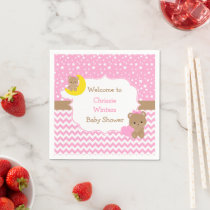 Cute Girl Bears Baby Shower Paper Napkins