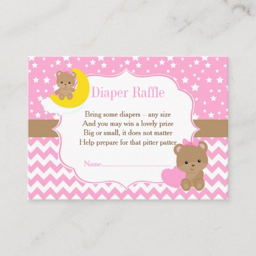 Cute Girl Bears Diaper Raffle Enclosure Card