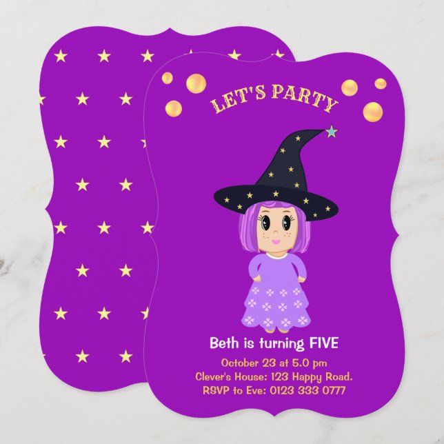 Cute Girl Birthday Invitation (Front/Back)