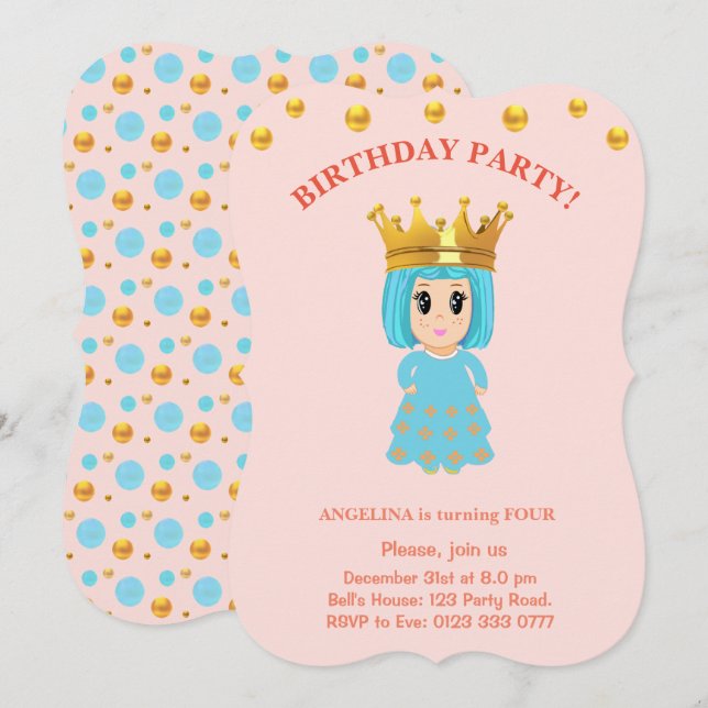 Cute Girl Birthday Personalized Invitation (Front/Back)