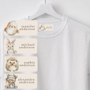 Cute Girl Boho Floral Animals Waterproof Name  Labels
