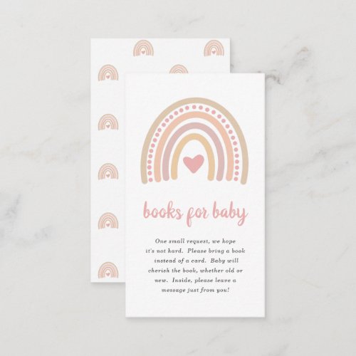 Cute Girl Boho Rainbow Books for Baby Baby Shower  Enclosure Card