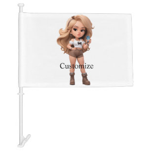 Cute Girl Bonita Chica Thunder_Cove Car Flag
