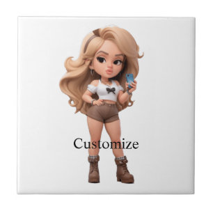 Cute Girl Bonita Chica Thunder_Cove Ceramic Tile