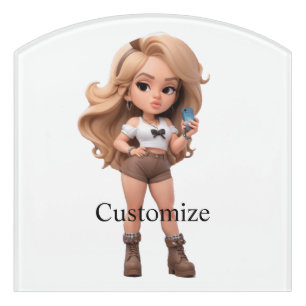 Cute Girl Bonita Chica Thunder_Cove Door Sign