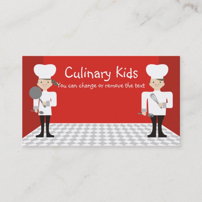 cute girl boy chefs cooking classes business ca... business card (Front)