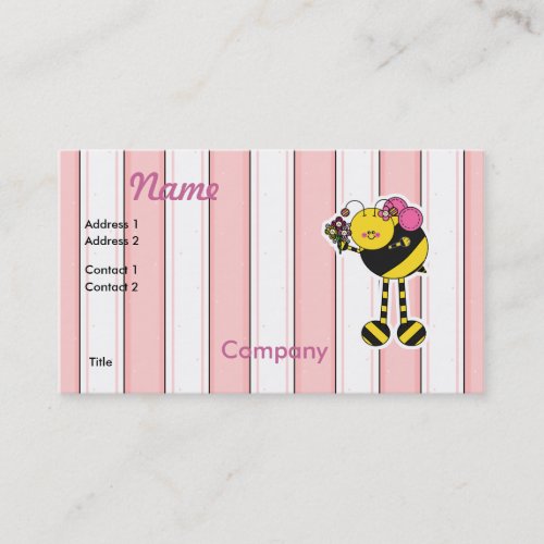 Cute Girl Bumble Bee Business Card Templates