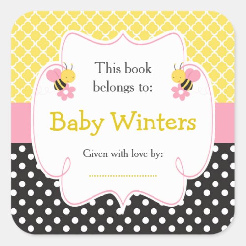 Cute Girl Bumble Bees Bookplate